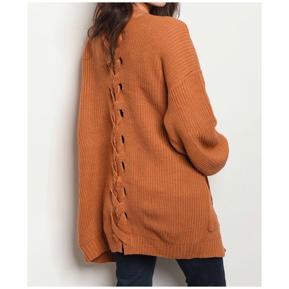 ❄️LAST2️⃣//CAMEL LACE UP CARDIGAN - Picture 2 of 11